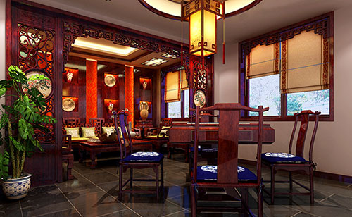 青松乡古典中式风格茶楼包间设计装修效果图